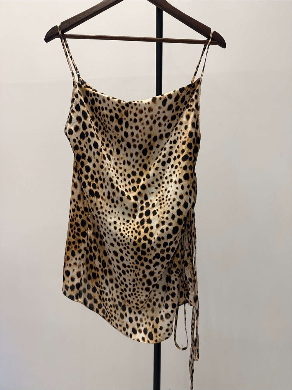 Zara Leopard Print Satin Cowl Neck Camisole - Brown/Black